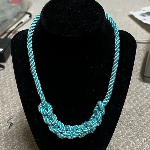 Jewelry - New Boutique Silk Knotted Woven Elegant Vibrant Turquoise Necklace Adjustable